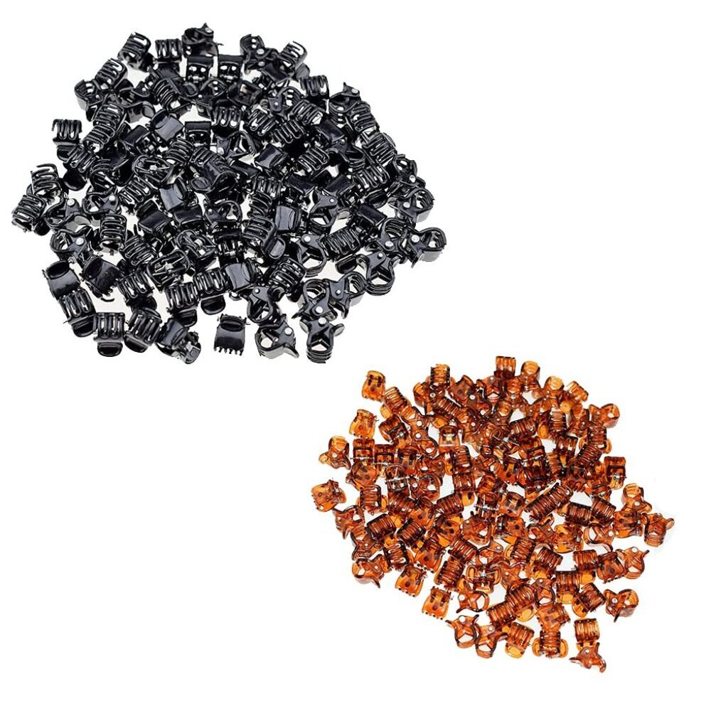 100pc/pack 1cm Hair Claws Clip for Women Girls Black & Brown & clear Plastic Min